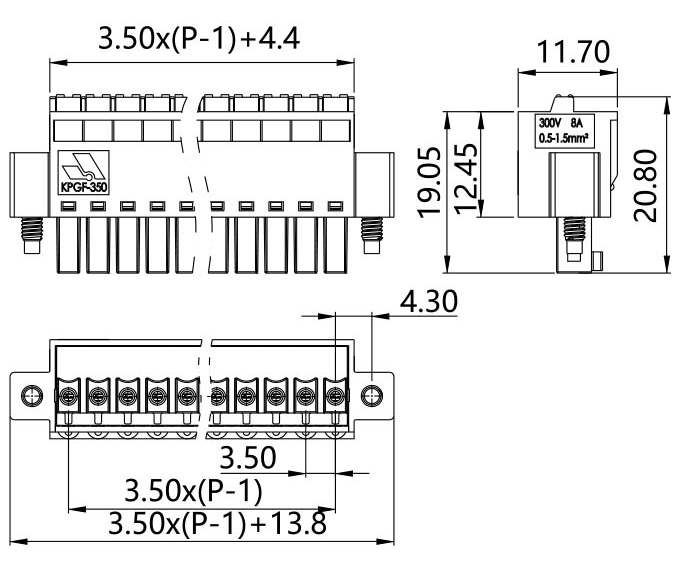 PCB Connector-PlugKPGF-350(圖1) KPGF-350圖紙.png